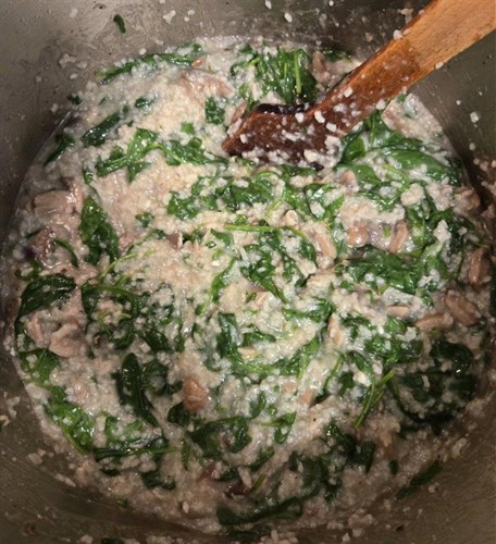 Vegan Oyster Mushroom&Spinach Rice Porridge